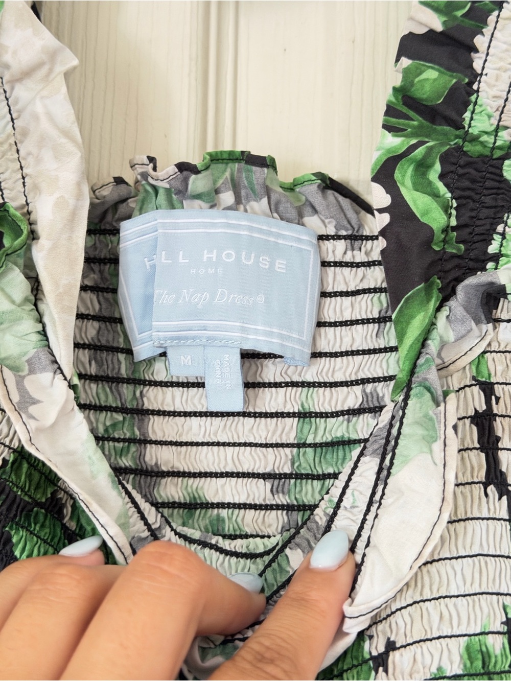 Hill House Green and White Floral Smocked Midi Dress - Picture 6 of 6